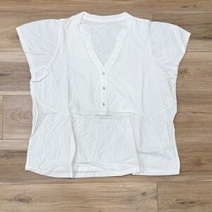 AnyBody Flutter Sleeve Knit & Woven Henley Top 1x